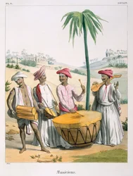Musicians with a large Kettle Drum, 1827-35